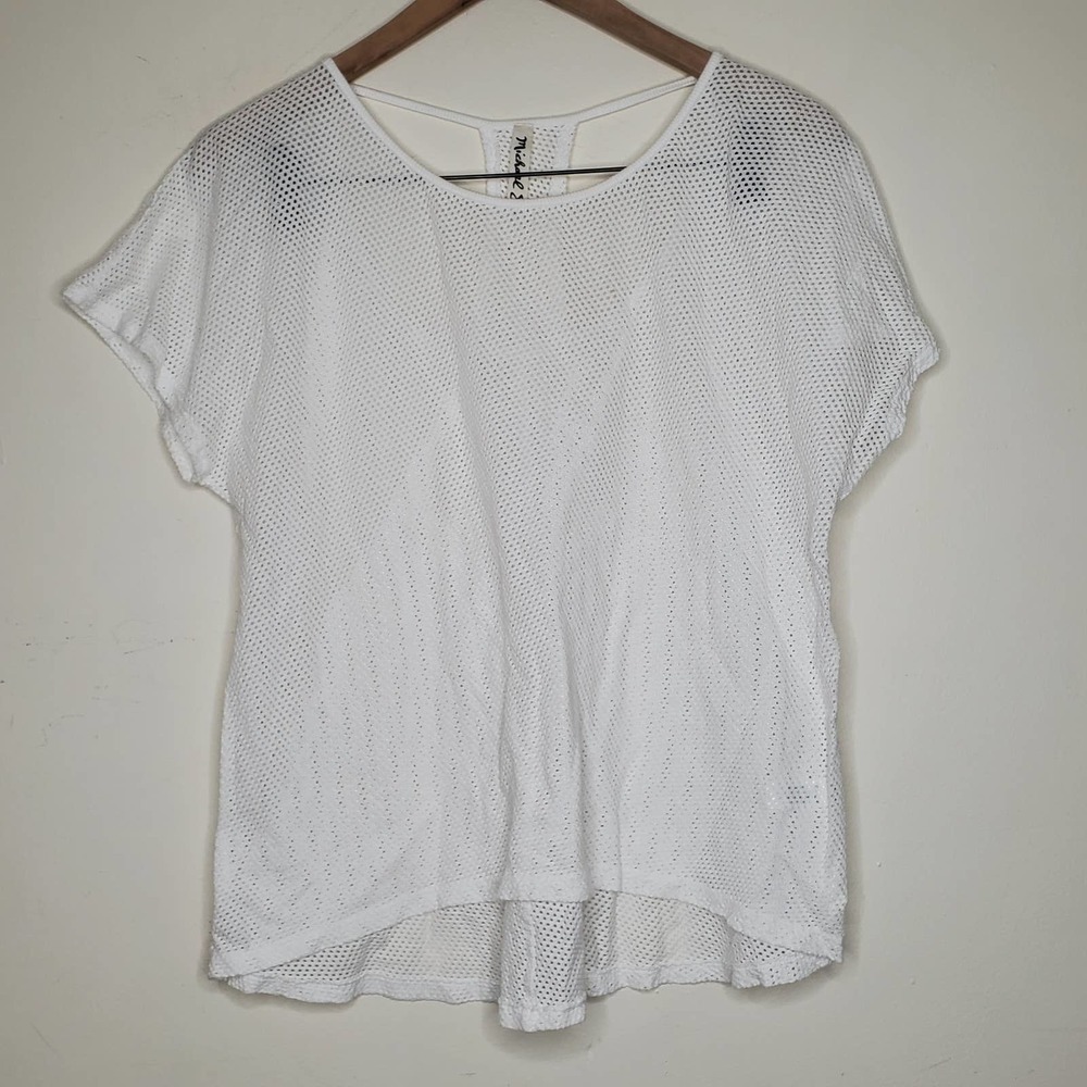Michael Stars White Mesh Short Sleeve T Shirt OS